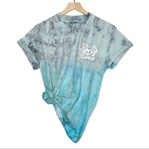 T-SHIRT Tie Dye Teal Gray Kind Is Cool Size M